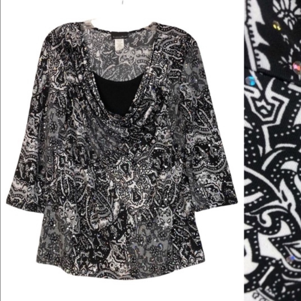 Brittany Black Sparkly Top with Sequins